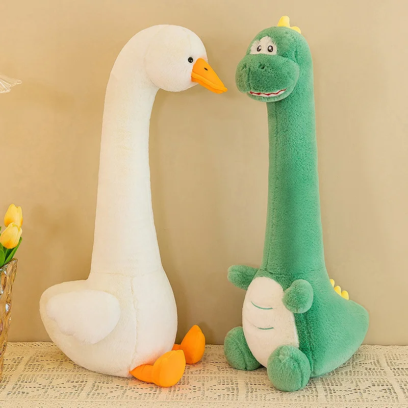 Big Size Longnecked Green Dinosaur Plush Pillow Soft Stuffed Animal Giant White Goose Plushies Doll BaBy Appease Toys Home Decor 1 set of 20pcs children s fun stickers dinosaur home cartoon dinosaurs fashion car sticker decorative items waterproof sunscree