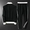 2024 Autumn Winter Men's Tracksuit Luxury Contrast Color Zipper Sports Casual Man Sets Fashion Elastic Waistband Male Pants 3
