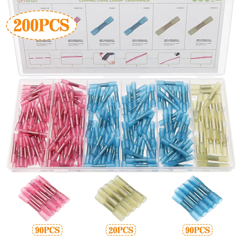 200pcs Heat Shrink Crimp Connectors Conectores Elétricos