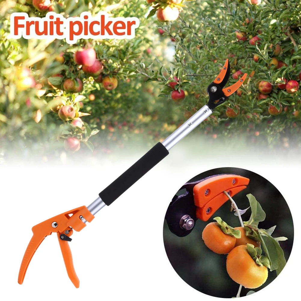 Garden Tools Basket Pole Stick Fruit Picker Garden Tree Long Shear Pruning Gripper High Branch Fruits Cutter