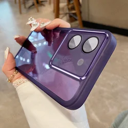 Transparent Silicone Phone Case with Camera Lens Protector for Xiaomi Poco M7 Pro 5G (Purple)