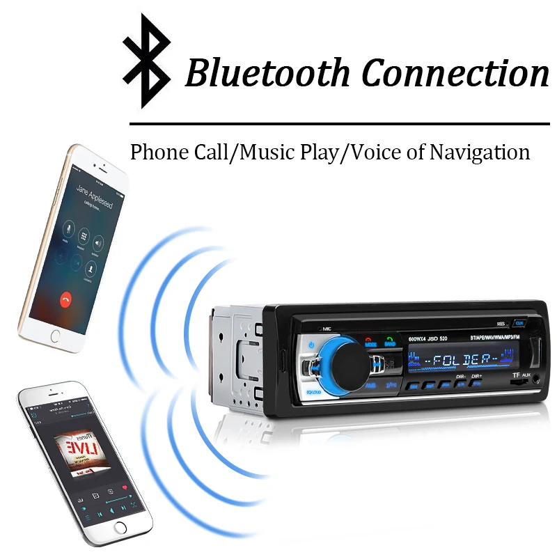 Radio samochodowe 1 din odtwarzacz Stereo cyfrowy Bluetooth samochodowy odtwarzacz MP3 60 wx4 FM Radio Stereo muzyka USB Audio/SD z wejściem w desce rozdzielczej AUX