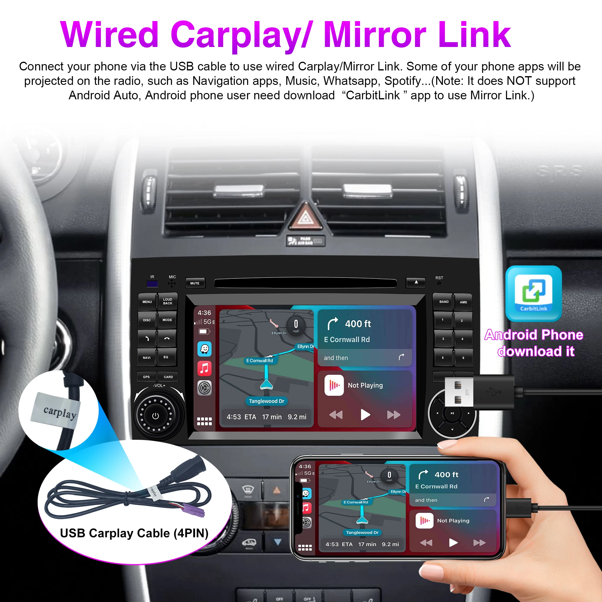 Android Car Radio DVD Player For Mercedes-Benz B200 2006-2012 Touch Screen Car G