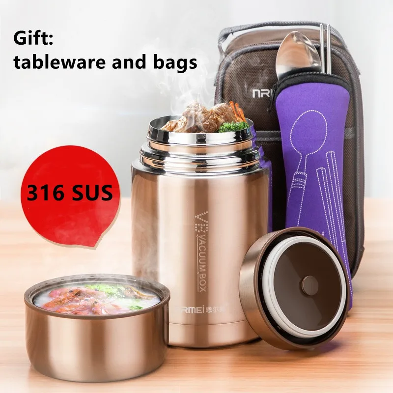 Stainless Steel Insulated Lunch Box Food Container Soup Vacuum