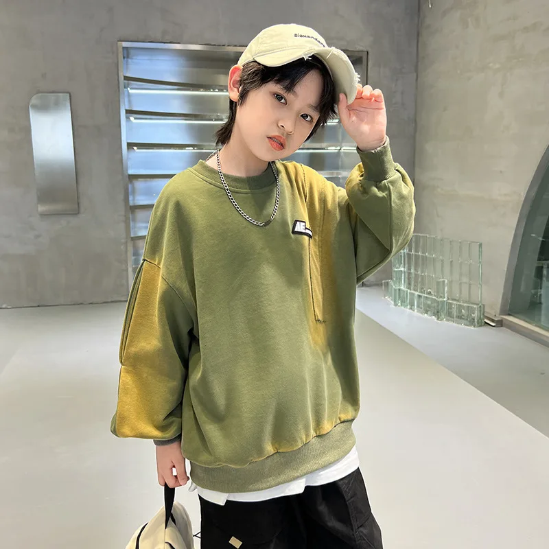 

2023 New Fashion Boys Print Pullover Long Sleeve Cotton Children's Bottoming Shirt T-Shirt Spring Autumn Soft Sweatshirt Clothes