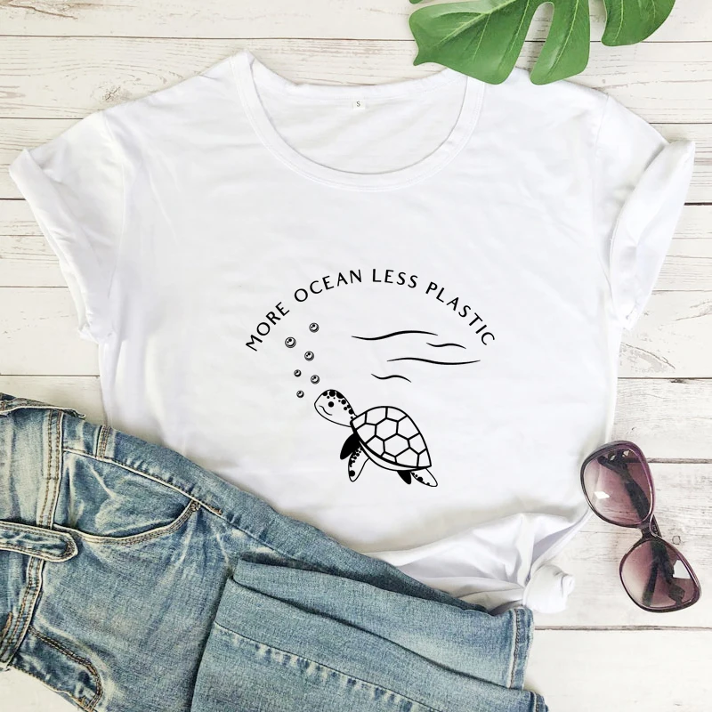 

More Ocean Less Plastic t-shirt vintage nature lover tshirt cute women earth day tops