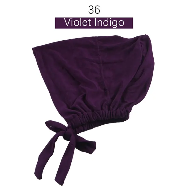 Muslim Women Elastic Tie Back Inner Hijab Caps Cotton Jersey Stretch Underscarf Modal Bonnet Headwrap Turbante Mujer 36