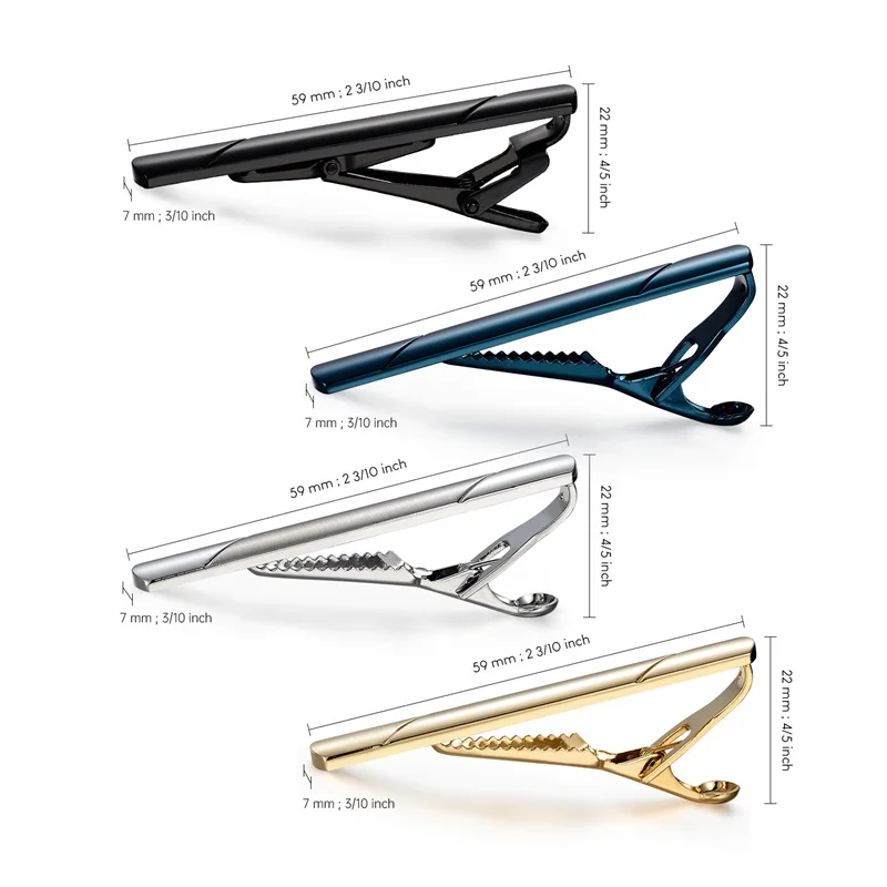 thumbnail image 2 of Mens Stainless Steel Tie Clips Set With Zirconia And Carbon Fiber Inlay 2 of 14