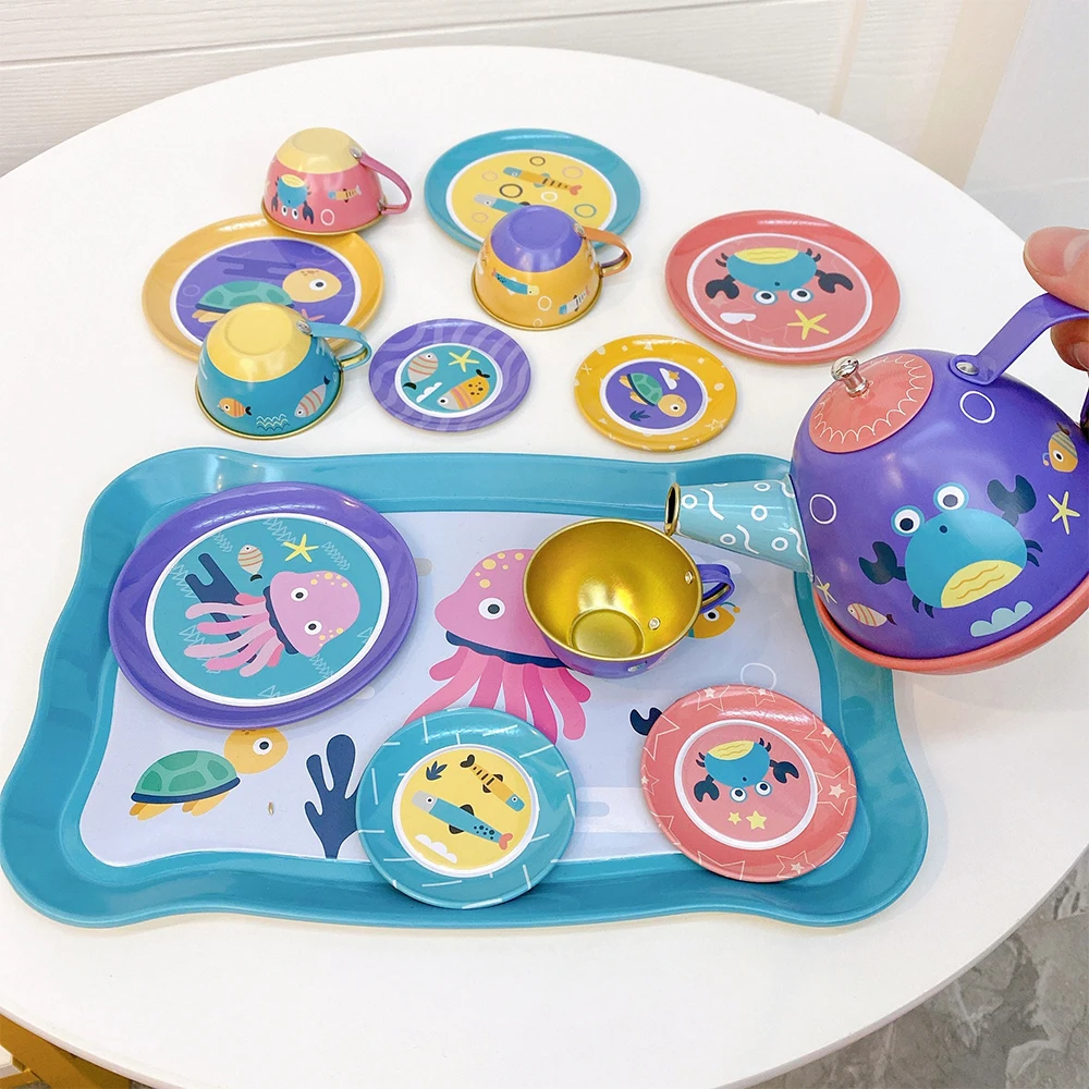 Toy Tea Set for Little Girls Princess Party Play Toy Kid Afternoon Tea Set Including Kitchen Pretend Toys Birthday Gift for Kids 6