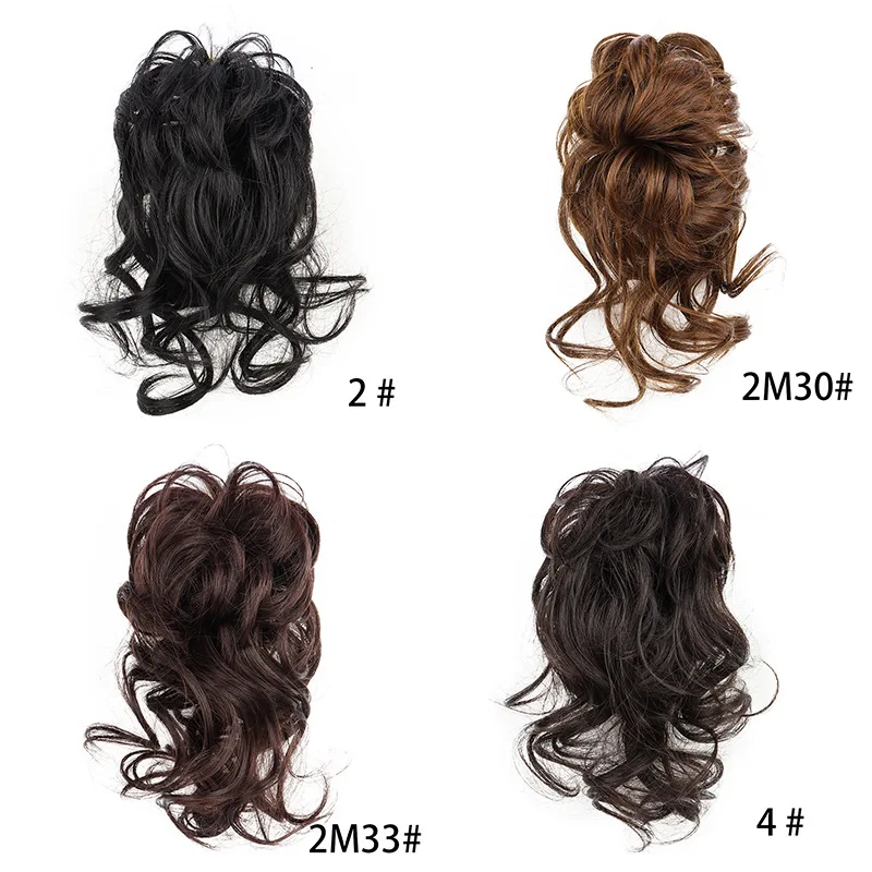 

Wig women short ponytail curly hair lazy grab clip flower bun head natural fluffy ponytail human hair cabelo hair
