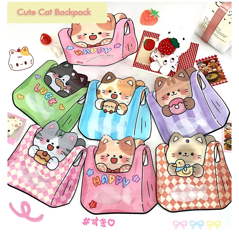 20/50 Stück Cartoon-Katzen-Rucksack Versiegelbare Snack-Verpackungsbeutel Niedliche Tasche für Hochzeit Kindergeburtstag Kreative Geschenkverpackung – Detail 3
