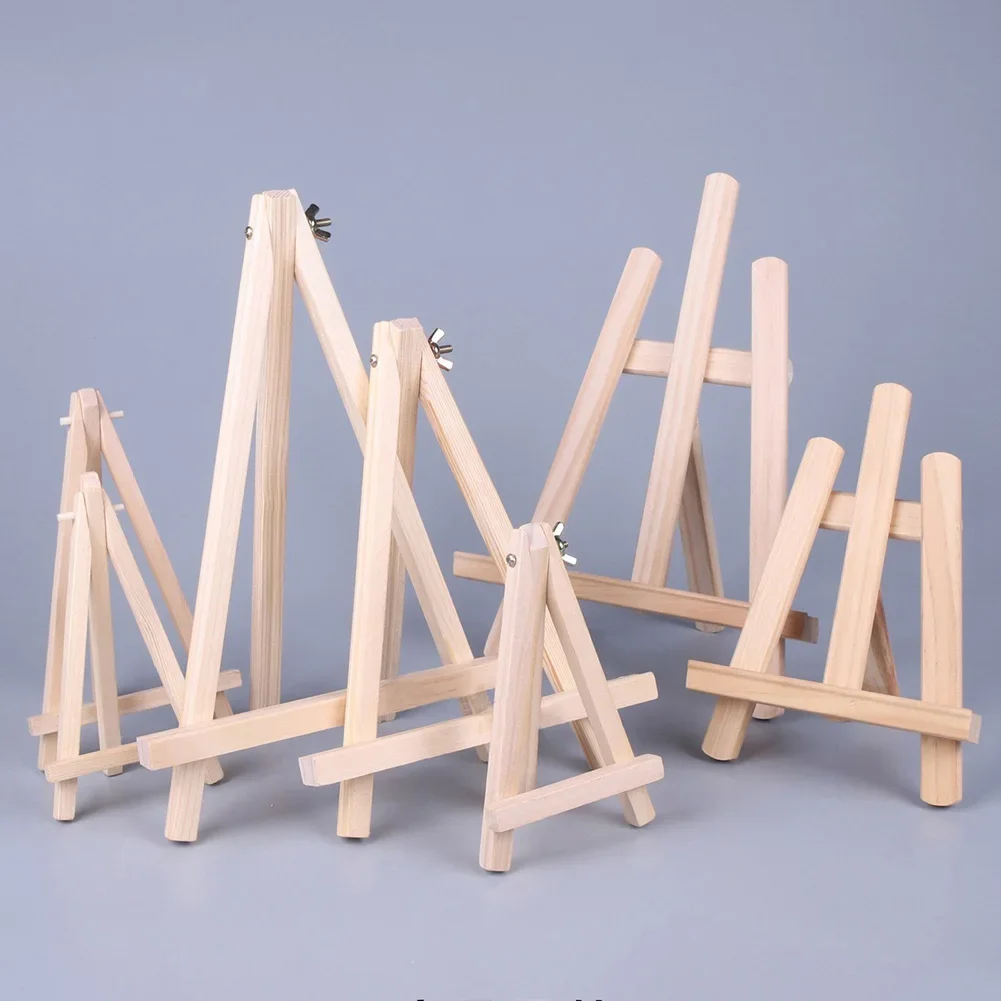 Natural Wood Mini Easel Frame Tripod Display Phone Holder Meeting Wedding Name Card Stand Display Holder Children Painting Craft