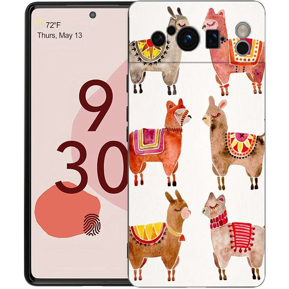 Adorable Kawaii Alpaca Silicone Shockproof Phone Case - Black Cover
