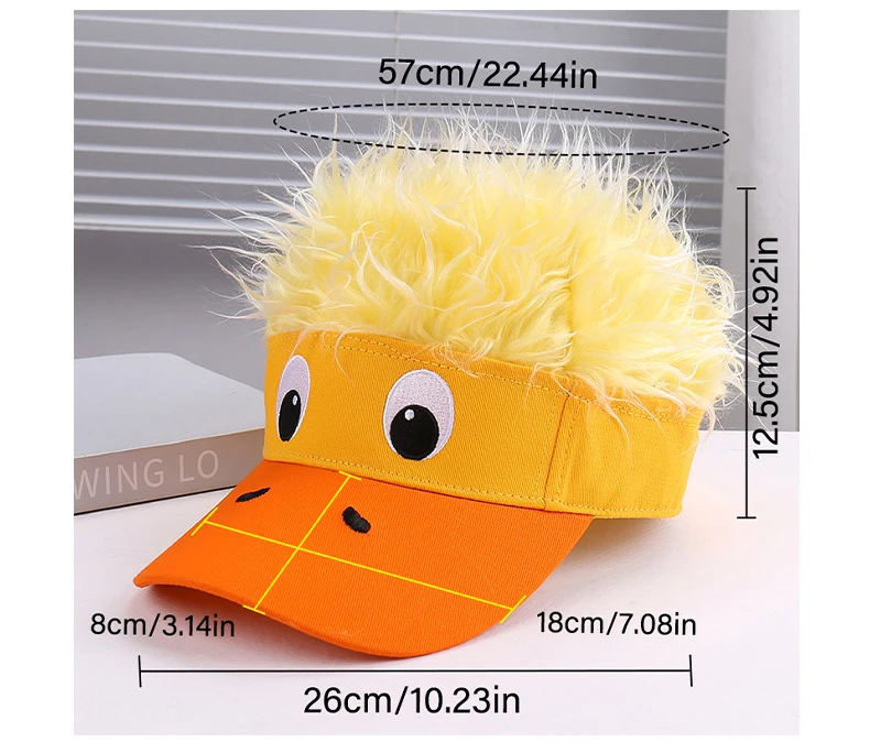 Lightweight Breathable Duckling Decorated Wig Cap For Outdoor Travel Cosplay Fresh Fashionable Versatile Hat_voghion.com