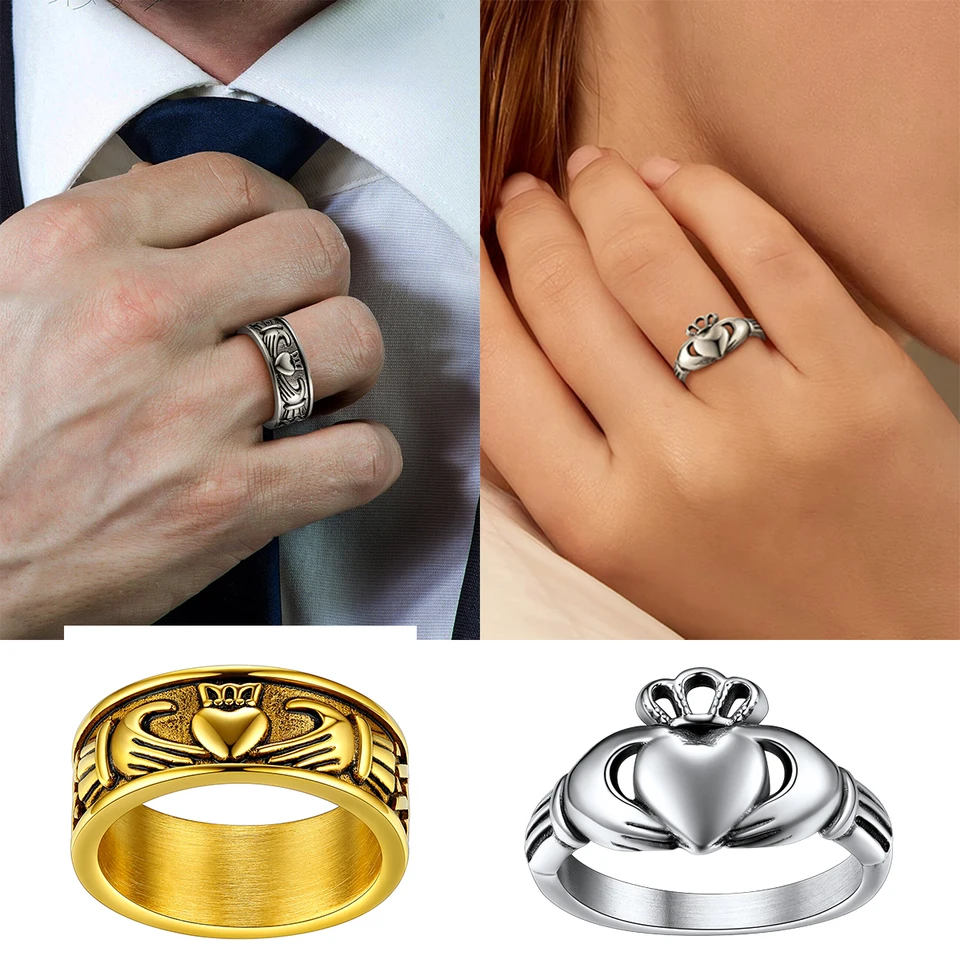 Anillo Plata Esterlina Claddagh Anillo Claddagh Corazón Y Nudo Celta - Plata 925 - Tallas 2 Al 12 - Unisex Anillo Promesa Celta