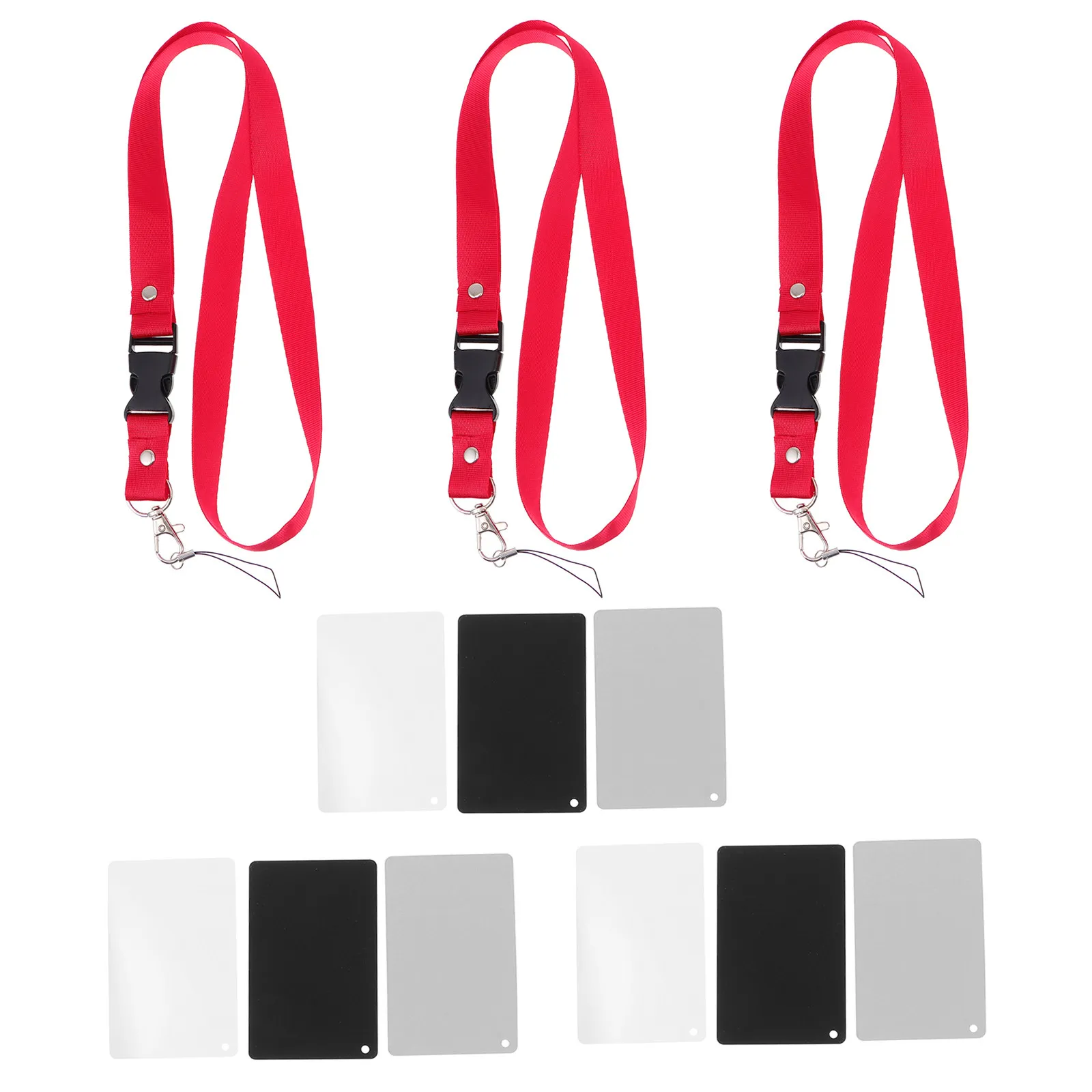 9개의 그레이 화이트 블랙 전문가용 화이트 밸런스 노출 촬영 카드(목걸이 스트랩 포함) DSLR 카메라 비디오 필름 맞춤 제작용