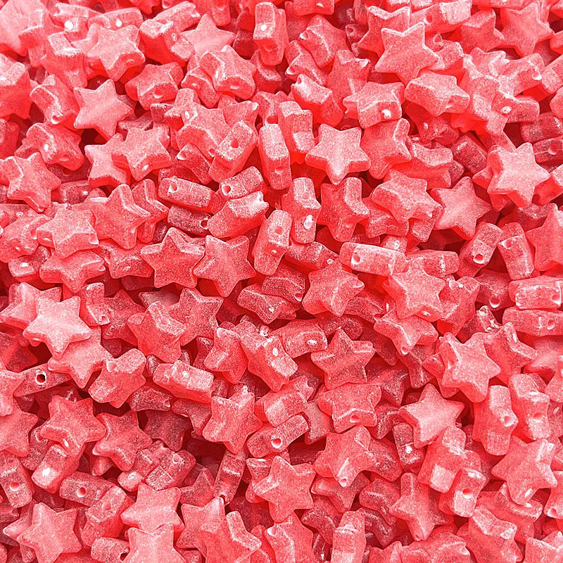 New 50pcs 11mm Five-pointed Star Acrylic Matte Beads Loose Spacer Beads for Jewelry Making DIY Clothing Accessories