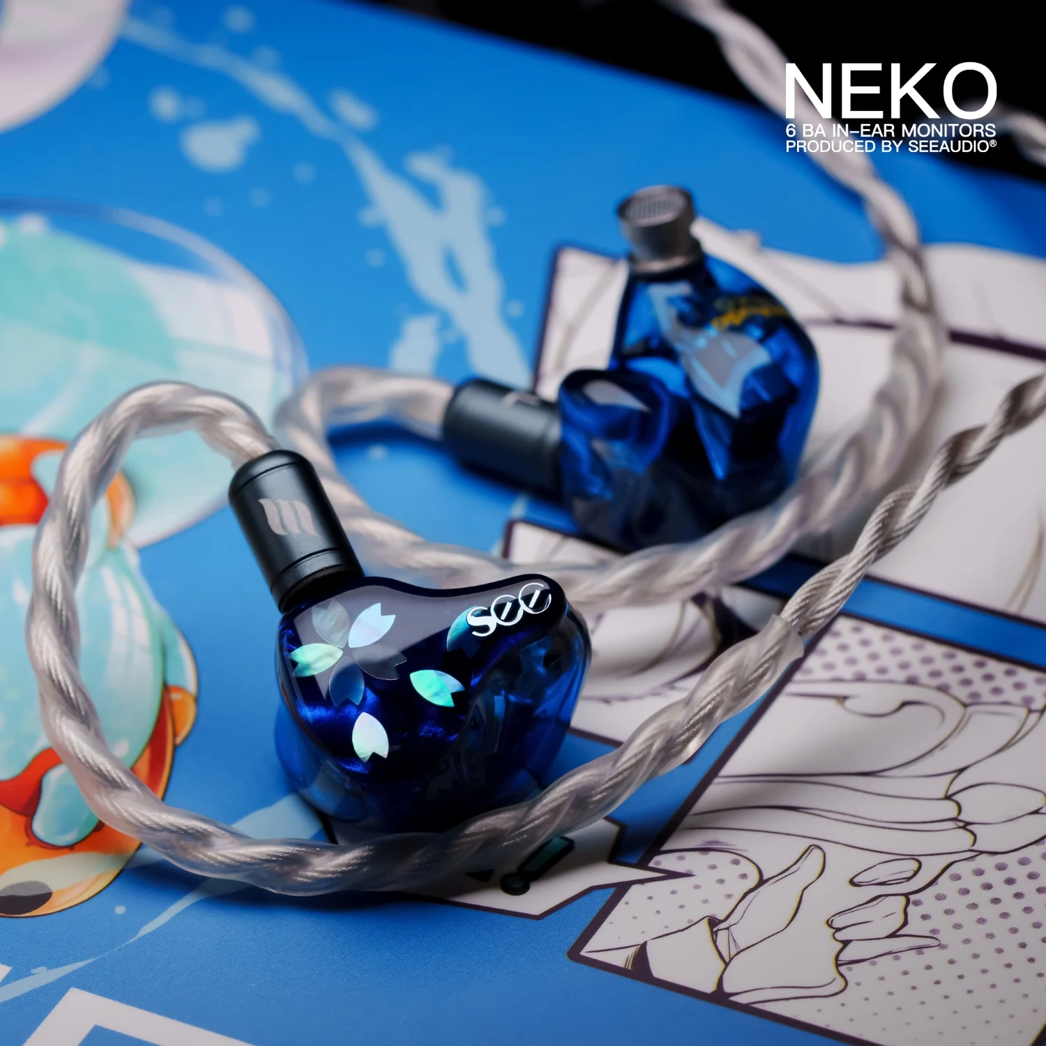 SeeAudio Neko 6BA In-Ear Monitors 6 Balanced Armature Drivers IEMs with EA CADMUS OCC Silver Plating 2Pin 0.78 Cable 3.5mm+4.4mm