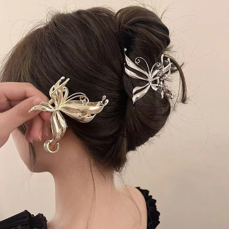 1 Stück Stilvolle Y2K Schmetterlings-Haarspange, Kleine Retro-Haarnadel für Halb-Up-Looks, Hochwertige Damen-Metall-Haarspange für den Hinterkopf