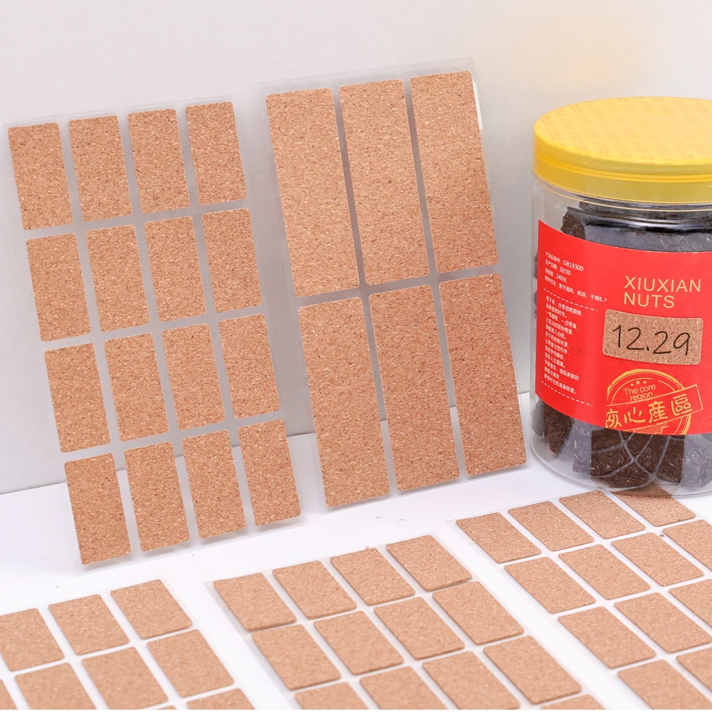 Oak Wooden Labels Stickers Self-adhesive Kitchen Bottle Jars Storage Blank Label DIY Craft Cork Sticker Packaging Sealing Tags