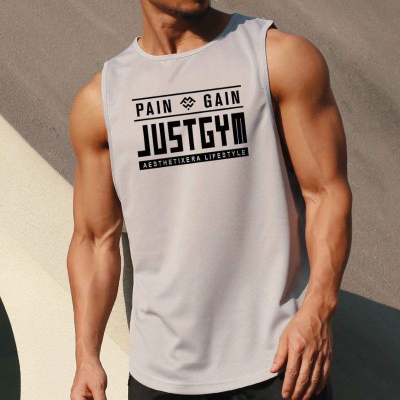 

Mens Clothing Workout Mesh Casual Tank Top Fitness Fashion Musculation Quick Dry Training Sleeveless Sports Undershirt