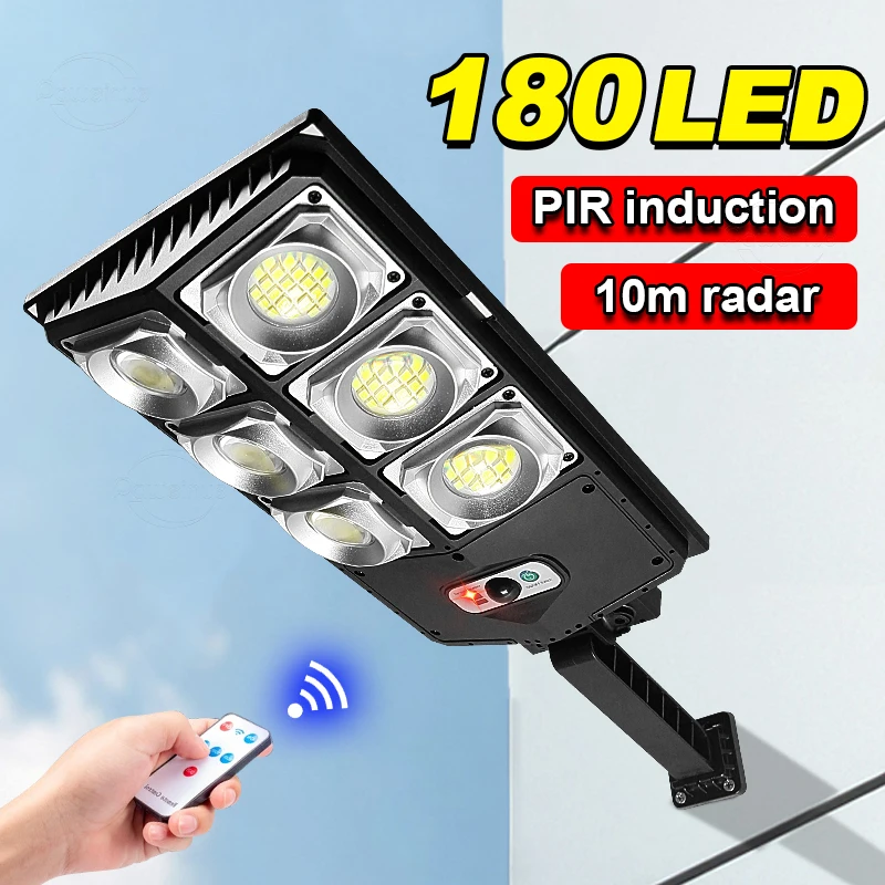 

120/180LED Solar Light Waterproof Security Lighting Street Wall Lamp 3Modes Motion Sensor Outdoor Garden Lantern Adjustment
