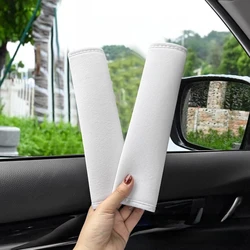 Universal Car Seat Belt Shoulder Protector Pads - Set of 2 Adjustable Safety Covers (2PCS - Ice silk White)