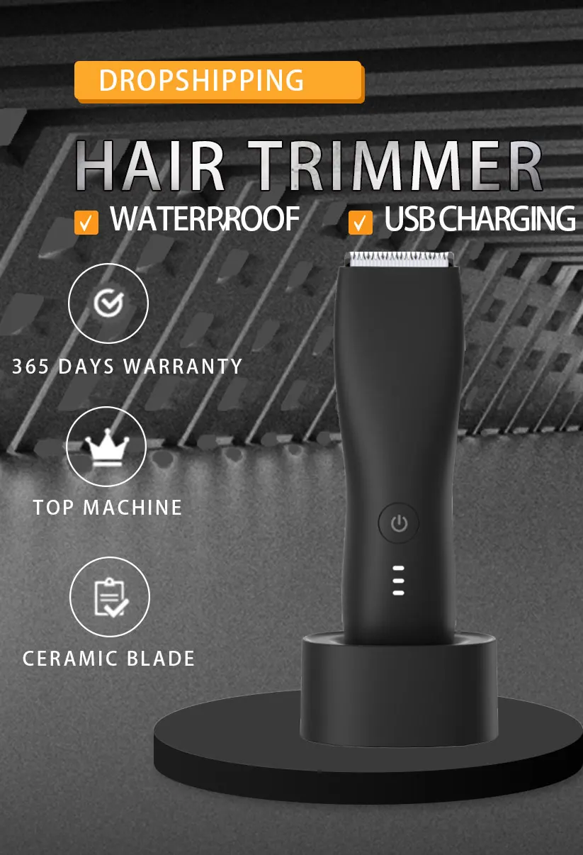 ماكينة إزالة وتهذيب الشعر الكهربائية للرجال, يمكن استخدامها لجميع أجزاء الجسم بما فيهم شعر العانة، تدريج وحلاقة الشعر، يمكن شحنها