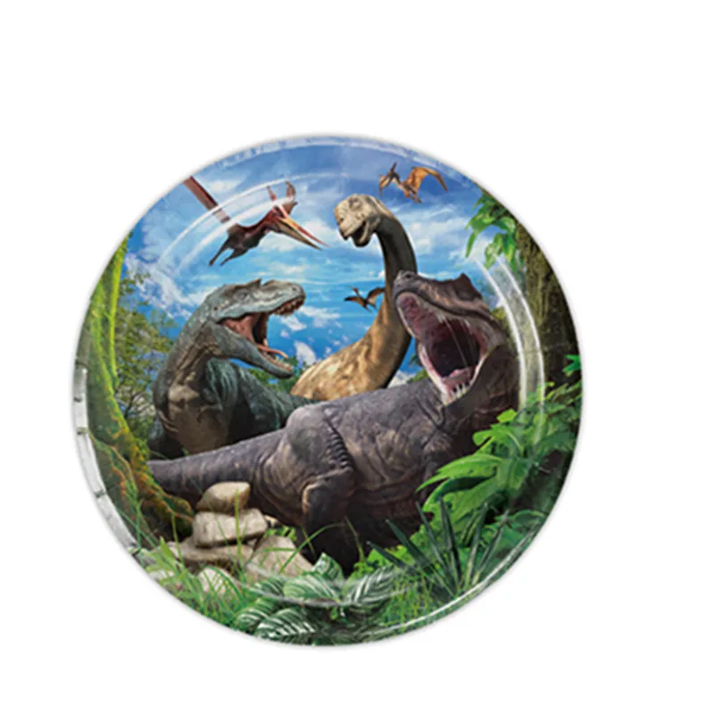 Jurassic World Dinosaur Tablecloth Party Table Covers Disposable Tableware Cup Plate Kids Birthday Balloon Banner Decor