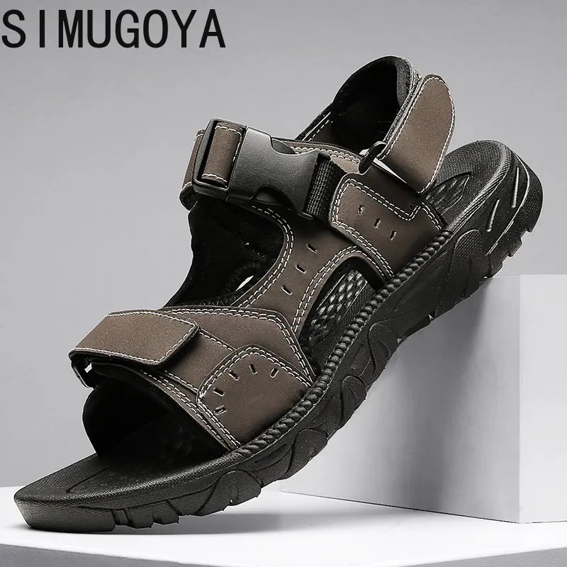 

SIMUGOYA Sandals Men's 2023 Summer New Leather Casual Sandals Leather Men's Shoes Sandals Sandalias para hombres sandals men