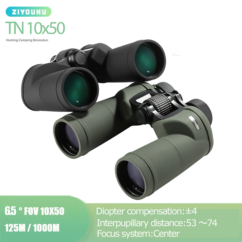 

10X50 Binoculars Telescope with Compass Waterproof Hunting Coordinate Ranging Military Night Vision Autofocus Camping Equipment