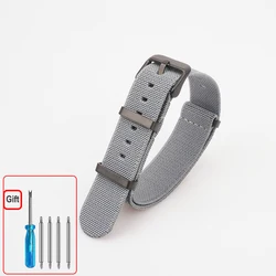 Waterproof Washable Elastic Nylon Outdoor Watchband Strap - 20mm (Grey - Black)