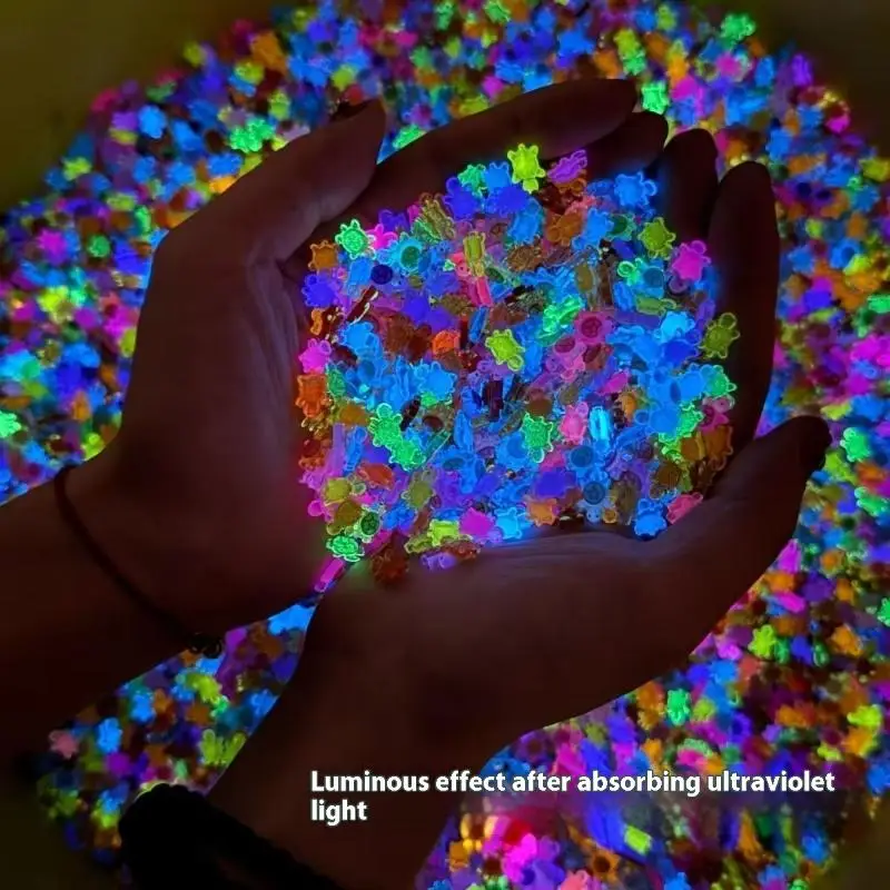 100pcs Glow In The Dark Resin Turtle Figurines /Cute Miniatures For Fairy Garden Micro Landscape, Dollhouse Decor Crafts