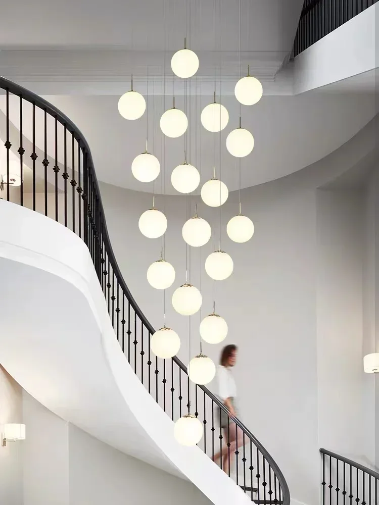 

Stairs Modern Nordic Chandelier Loft Duplex Living Room Hotel Lobby Long Chandelier Home Decorative Lighting