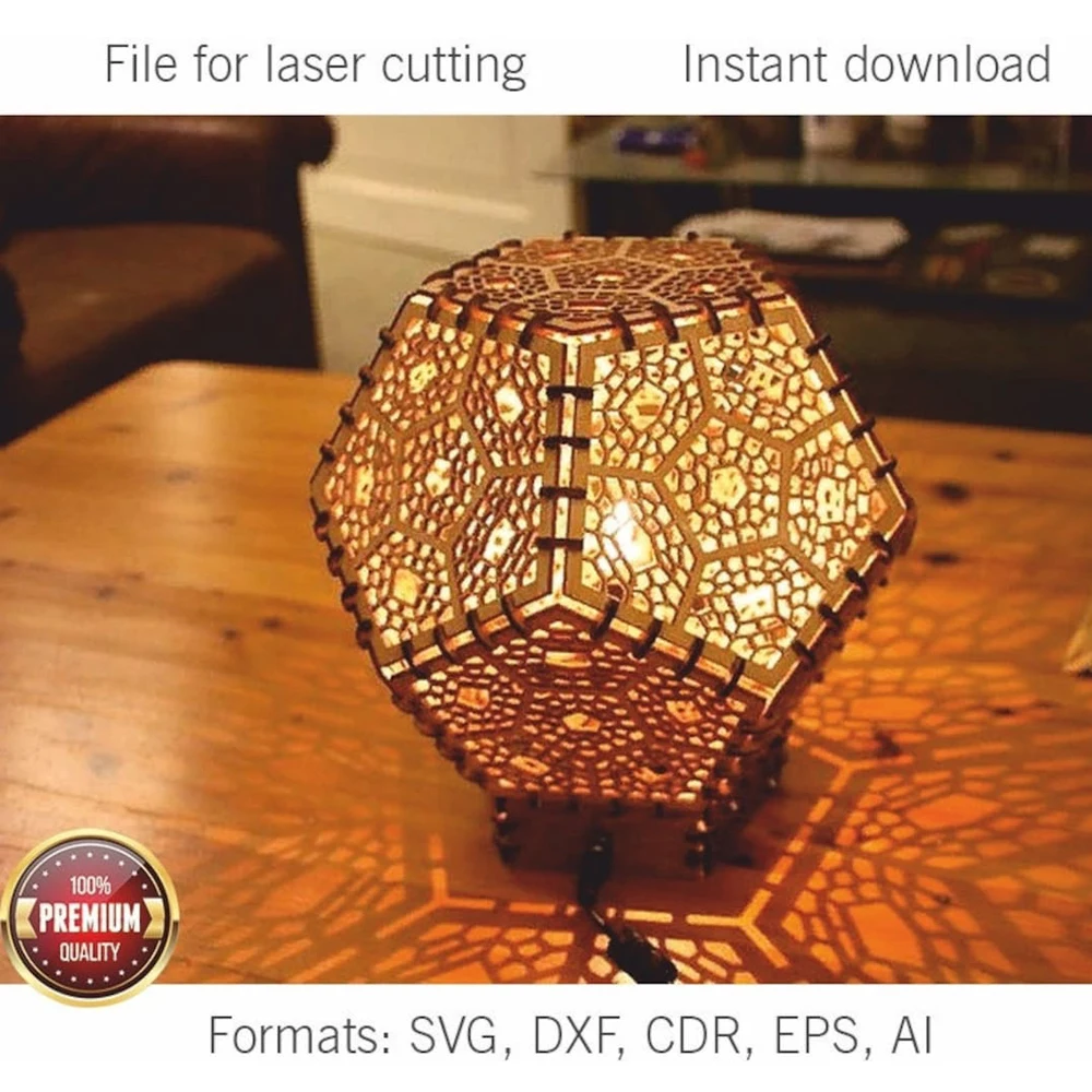 router bits for wood Dodecahedron Lamp Template Laser Cut Vector Files Layouts Model CDR/DXF/AI/SVG Files for CNC Laser Cut wood routers for sale Woodworking Machinery