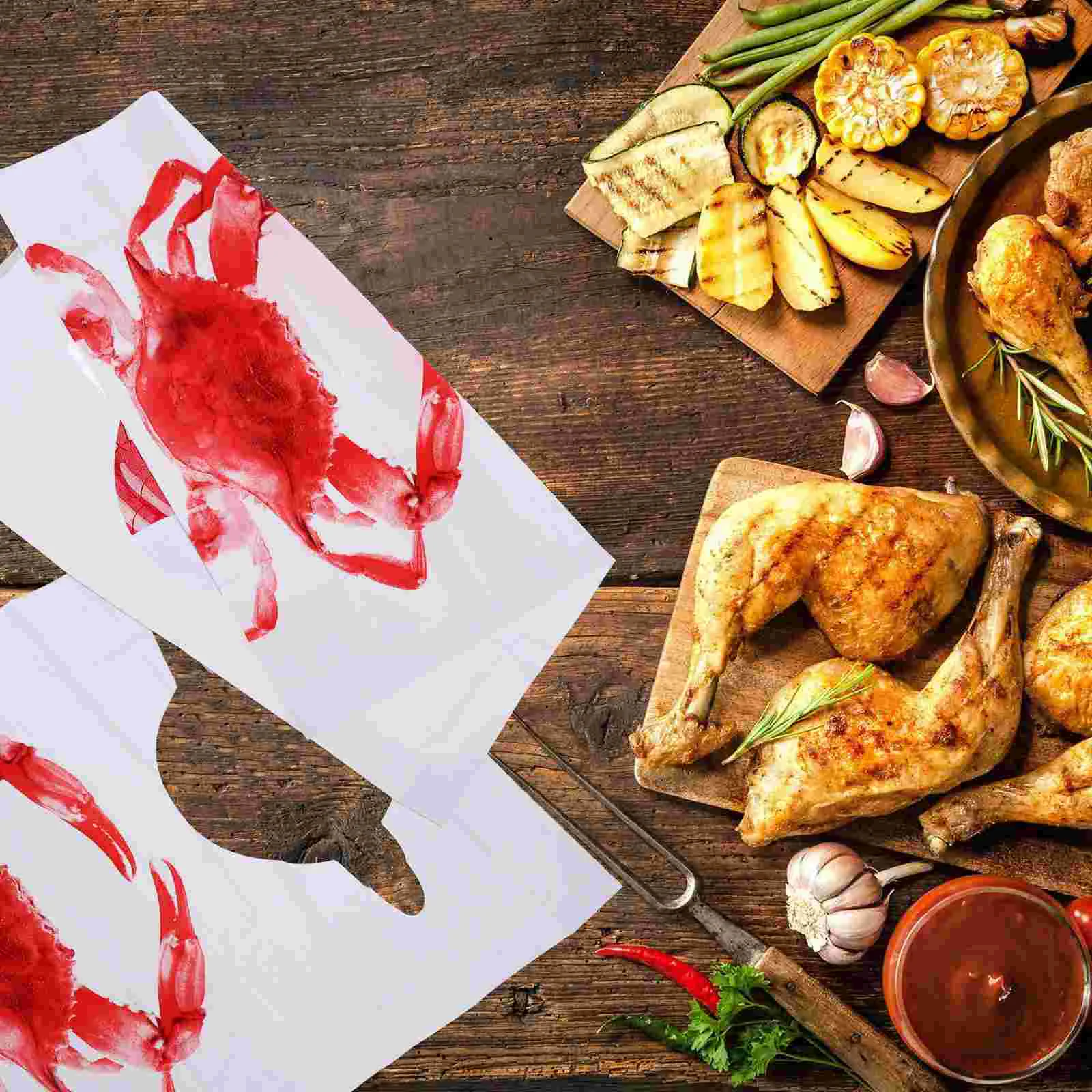100 Pcs Tool Lobster Bibs Apron Restaurant Hot Pot Aprons Sleeveless Portable Plastic BBQ Disposable Waterproof Anti-oil 6