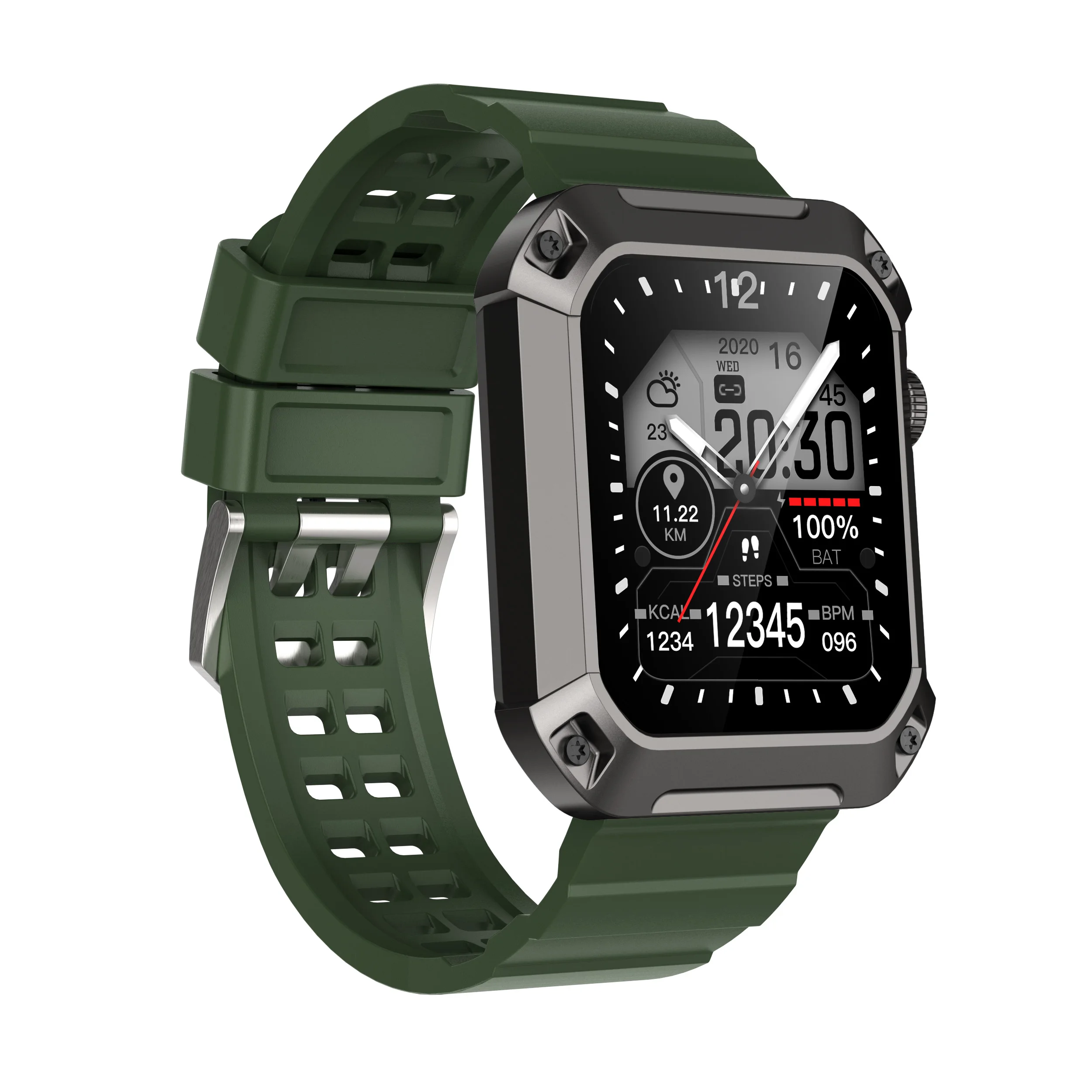 

Rugged smartwatch zinc alloy integrated body 114 sport modes dafit app ip68 waterproof swimming rugged smart watch