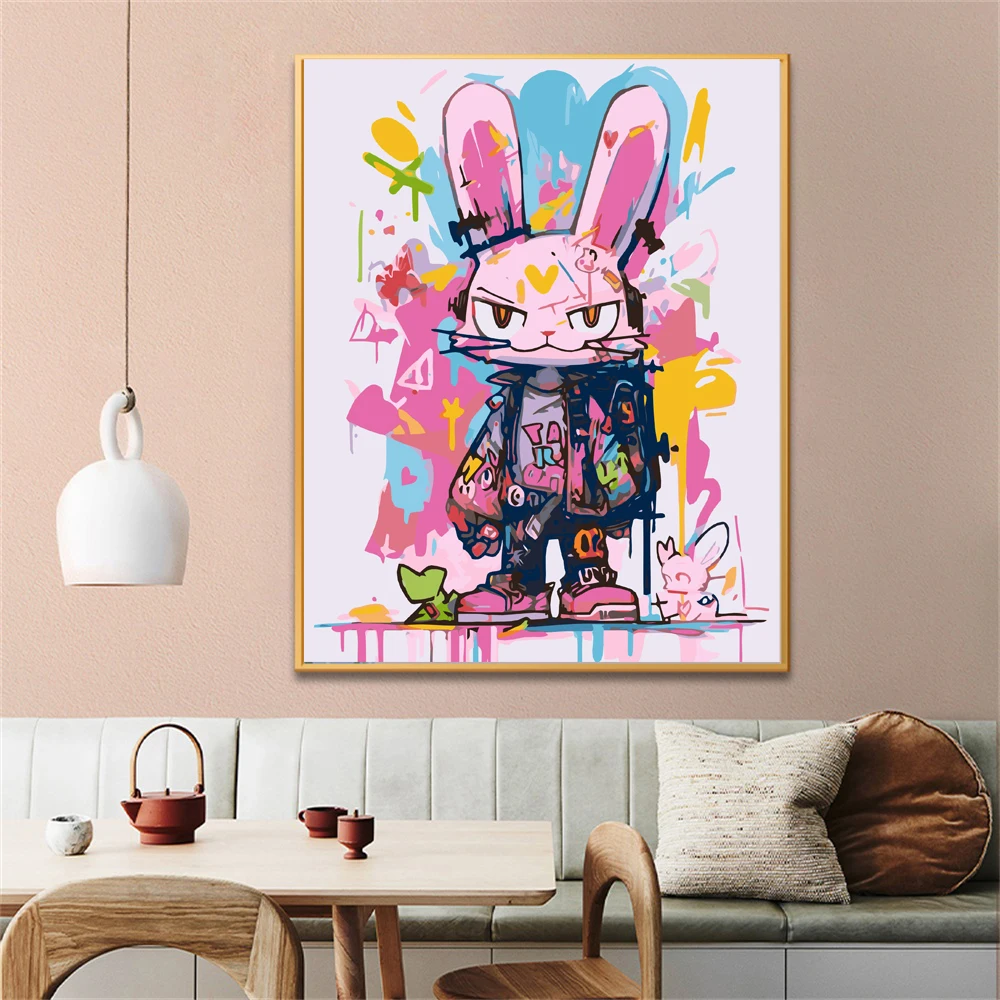 

Картина по номерам для взрослых, окрашенный кролик, Прямая поставка, холст, масляный Декор для дома