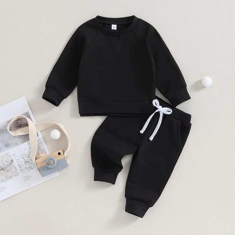 

BeQeuewll Kids 2Pcs Toddler Boy Fall Outfits Long Sleeve Split Hem Sweatshirt Tops And Pocket Pants Set Kid Clothes