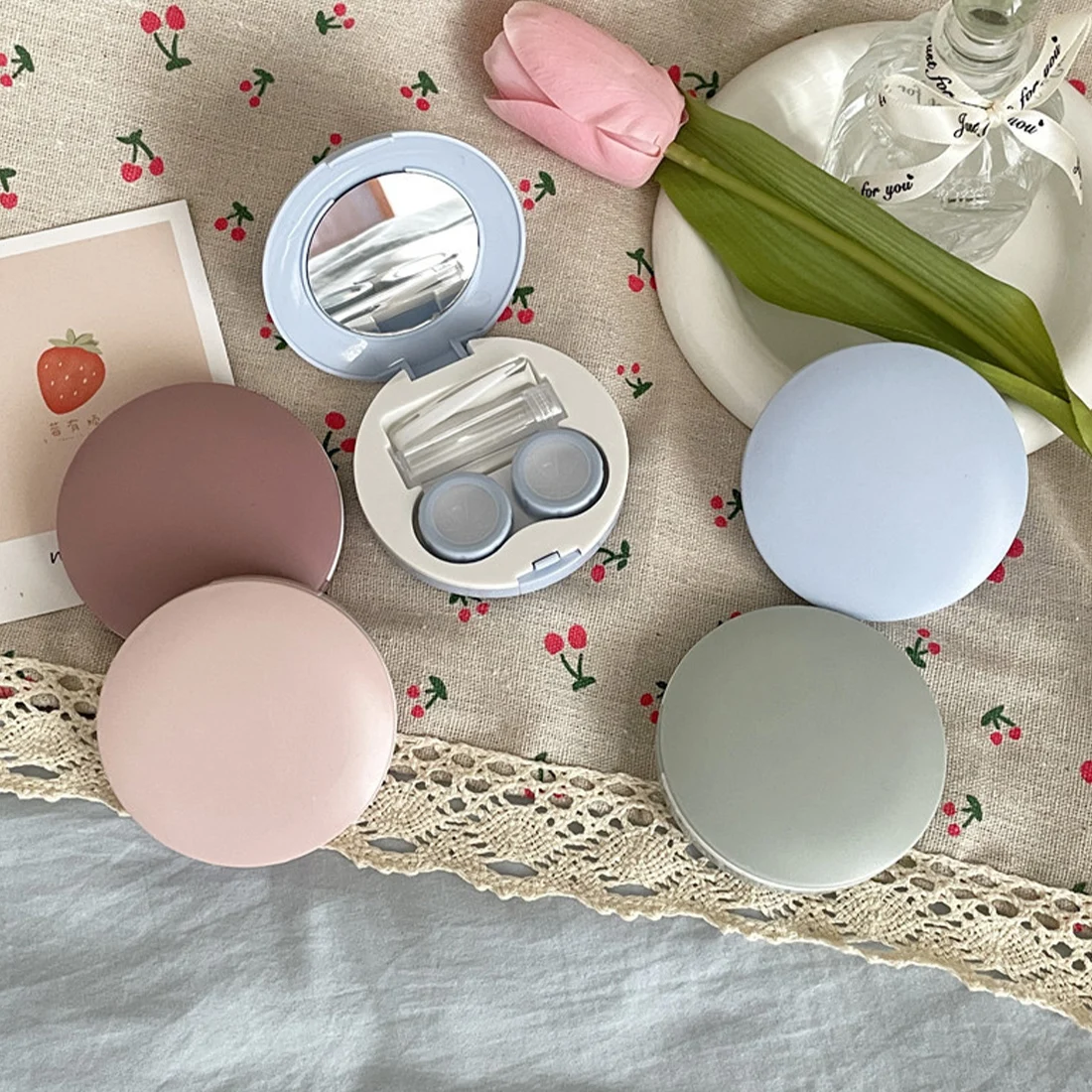 

Pure Color Portable Mini Contact Lens Case For Travel Lady Holder Storage Eye Care Container Myopia Companion Box Storage Box
