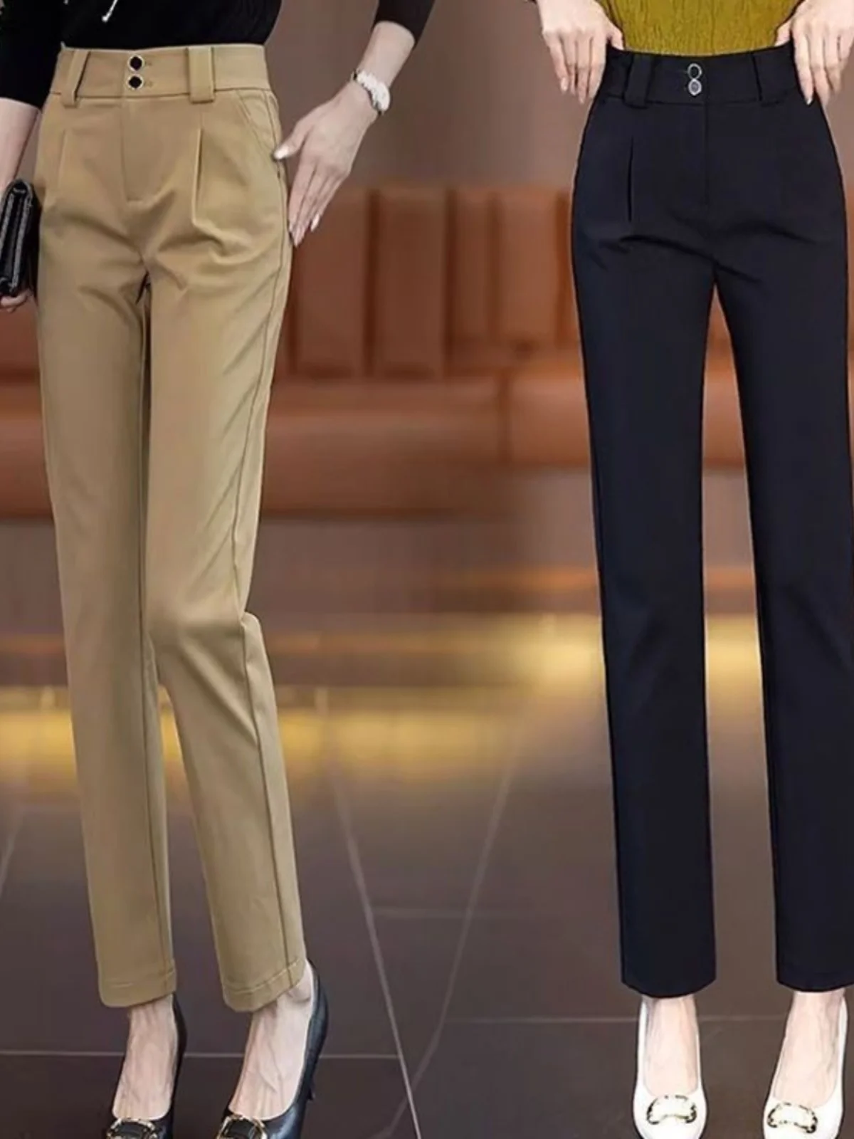 High Waist Straight Leg Suit Pants Women's Profional Slimming Casual Trousers Spring Autumn New Sle Knife  Pants