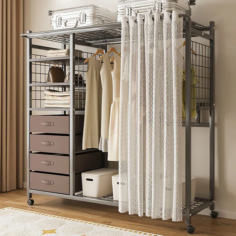 

Storage Metal Clothing Rack Modular Hallway Wall Shelf Space Saving Clothing Rack Floor Colgadores De Ropa Nordic Furniture