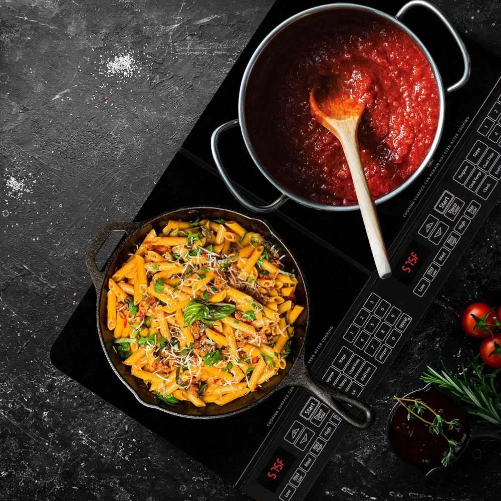 Nuwave Double Induction Cooktop Powerful 1800W 2 Large 8&rdquo; Heating Coils Independent Controls 94 Temp Settings