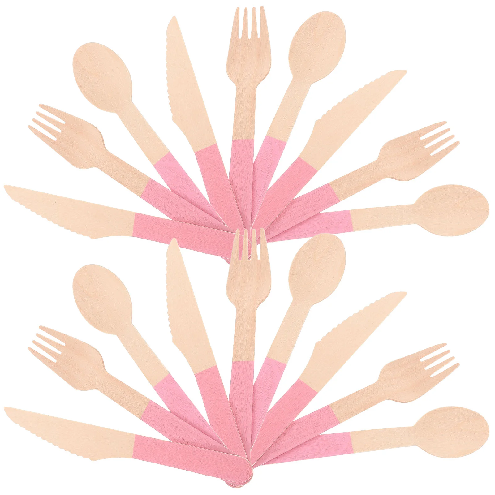 24pcs Disposable Wooden Cutlery Utensils Knives Forks and Spoons for Baby Shower Birthday Party wood untensils