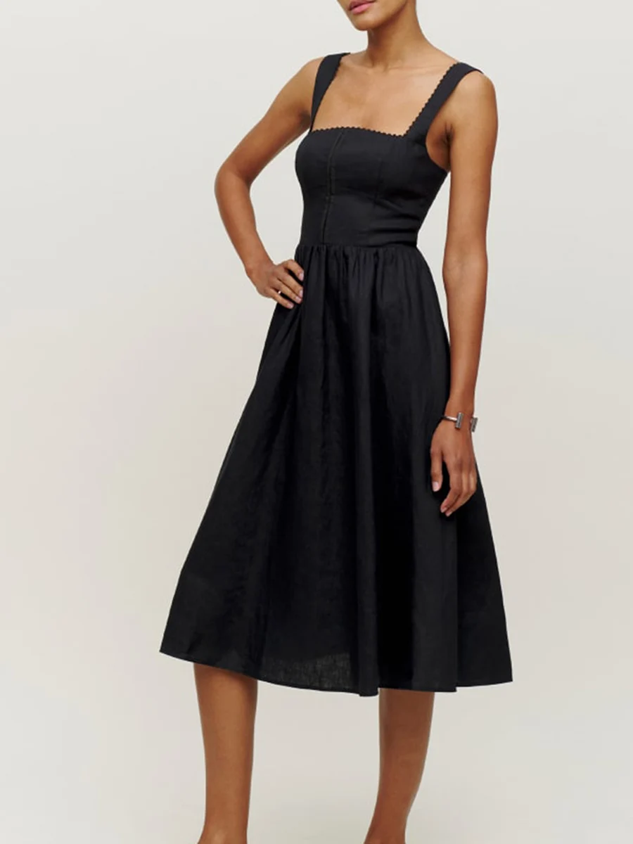 

2023 Summer Women Sleeveless Corset Prom Dress Back Zip Casual A-Line Party Dress for Cocktail Beach Club Streetwear Clothing