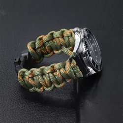 Braided Nylon Adjustable Watch Strap - Sporty Umbrella Rope Design Bracelet Accessories - 20mm (Camou Green)