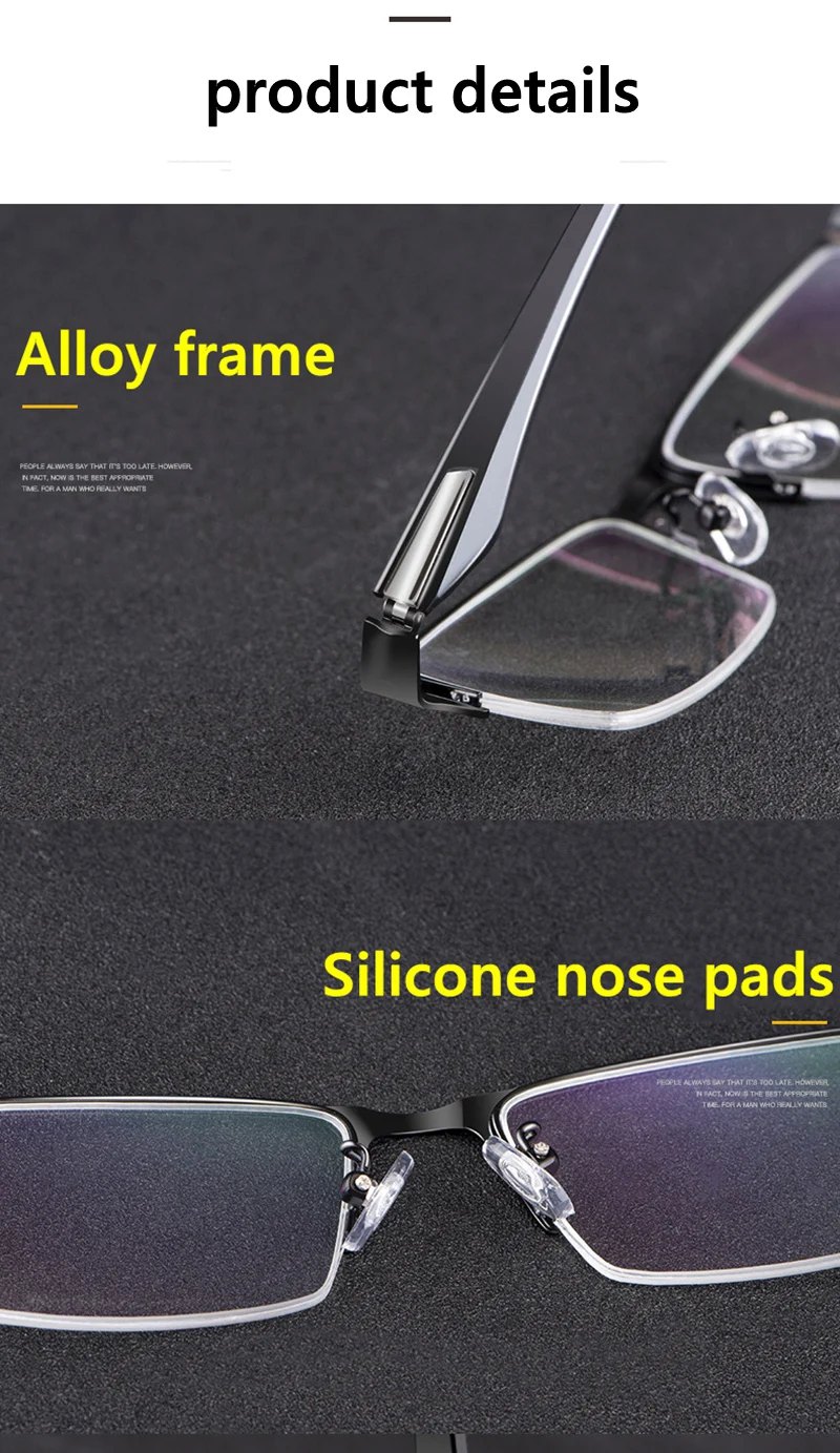 IENJOY Halbrahmen-Lesebrille Gafas De Lectura Para Hombres Hochwertige Business-Brille Alterssichtbrille 1.0 2.0 3.0 – Detail 17