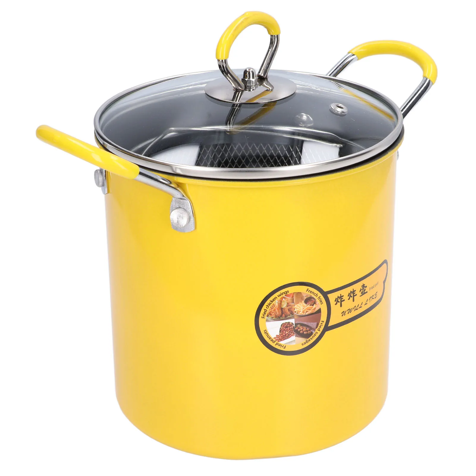 3L Mini Deep Fryer Pot Stainless Steel Japanese Frying Pot with Oil Filter Rack Lid for Home Kitchen 4