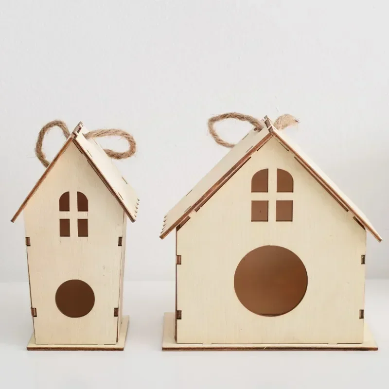 Bird House DIY Wood Outdoor Hanging With Lanyard