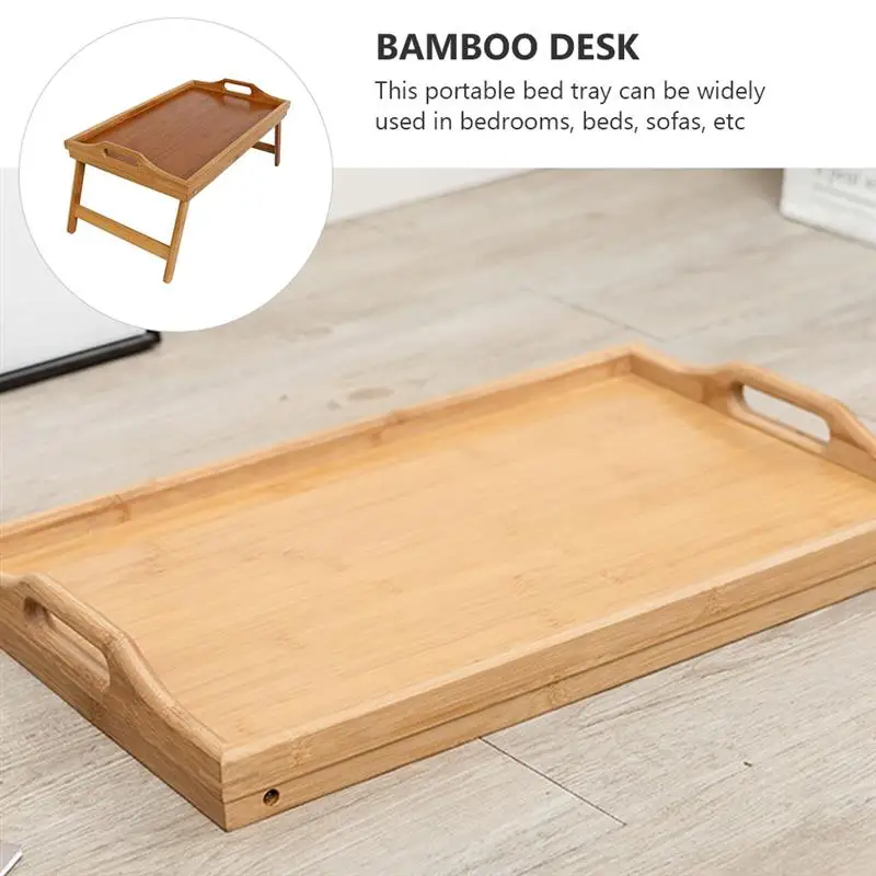 Foldable Bamboo Laptop Desk Bed Tray Breakfast Serving Tray Reading Holder Portable Table Notebook Stand 4